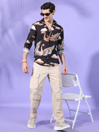 The Indian Garage Co Men Relaxed Fit Conversational Print Textuted Resortwear Shirt