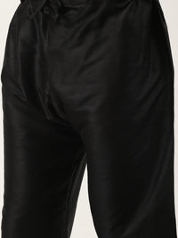 SOJANYA Men Black Solid Kurta Set With Printed Jacket