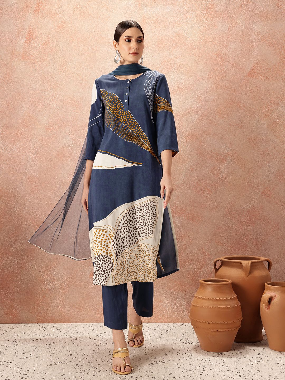 all about you Printed Regular Kurta With Palazzos & Dupatta