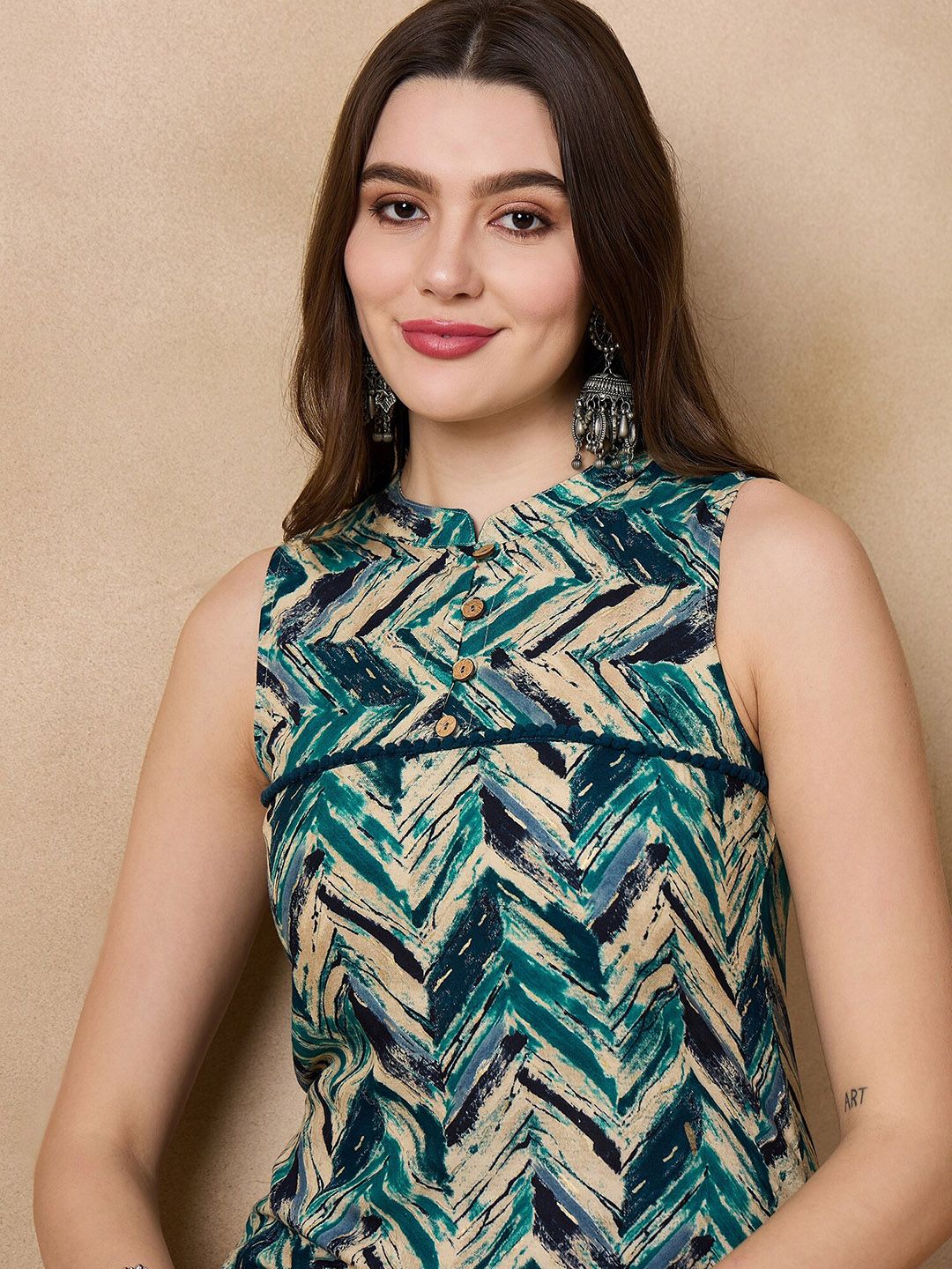 Anouk Geometric Printed Straight Kurta
