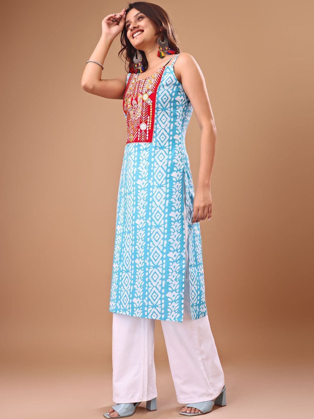 KALINI Women Printed Patchwork Kurta