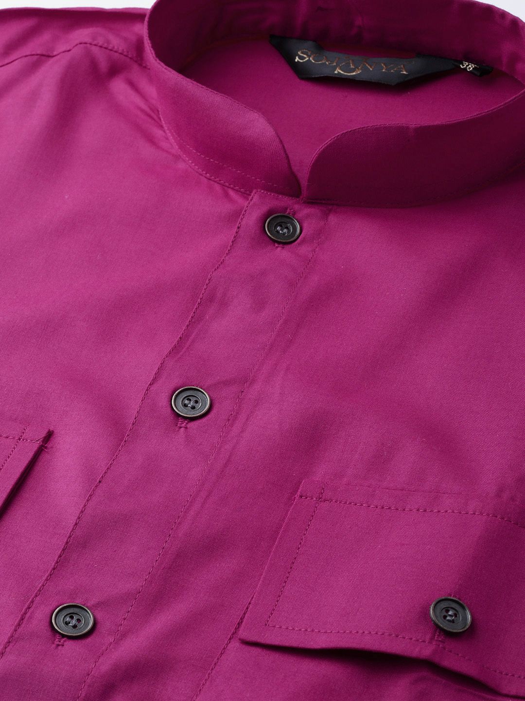 SOJANYA Men Magenta Solid Straight Kurta