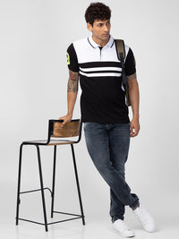 SPYKAR Men Colourblocked Polo Collar Slim Fit Cotton T-shirt