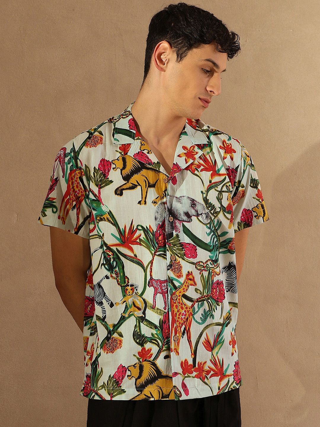 DENNISON Tropical Printed Lightweight Oversized Casual Shirt