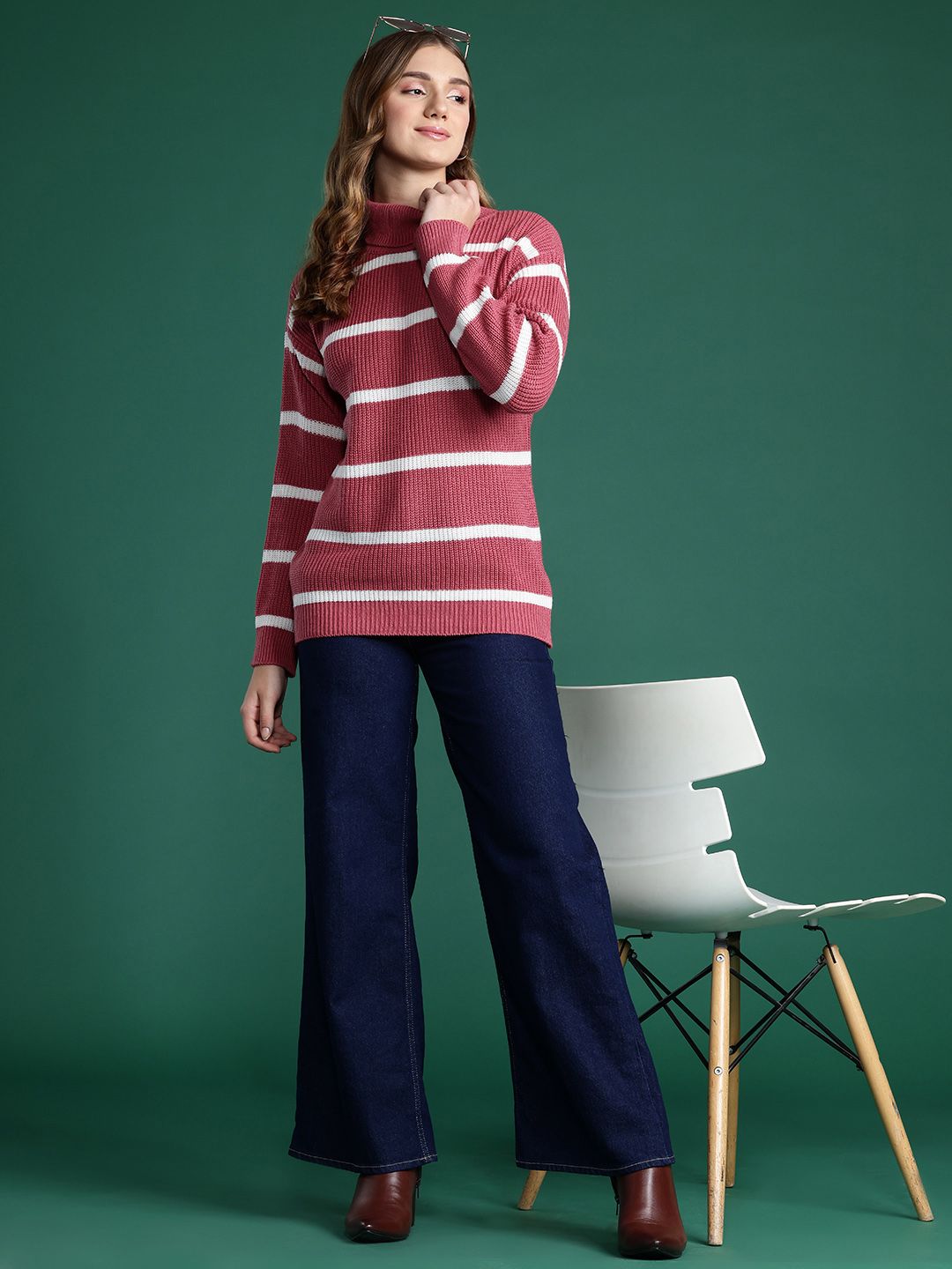 DressBerry Turtle Neck Striped Sweater