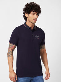 SPYKAR Polo Collar Applique Slim Fit Cotton Casual T-Shirt