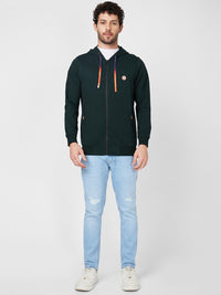 SPYKAR Hooded Cotton Front-Open Sweatshirt