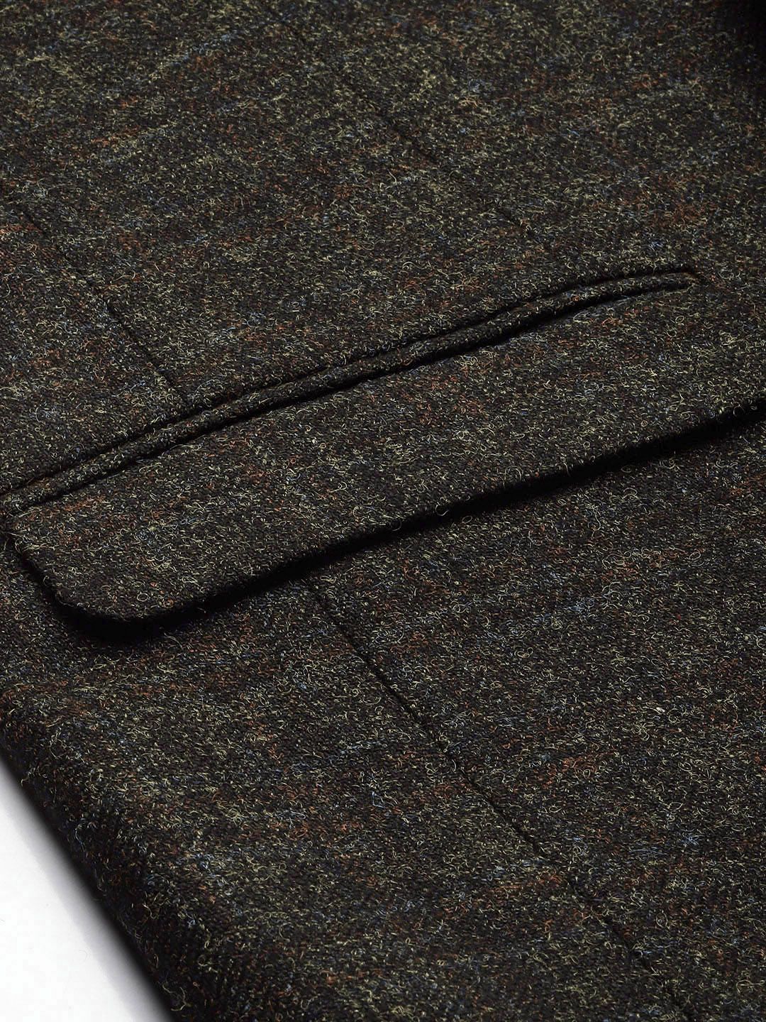 Park Avenue Checked Slim Fit Notched Lapel Single-Breasted Formal Blazer