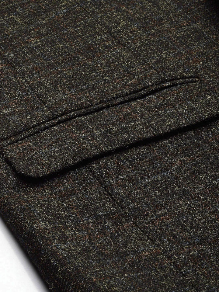 Park Avenue Checked Slim Fit Notched Lapel Single-Breasted Formal Blazer