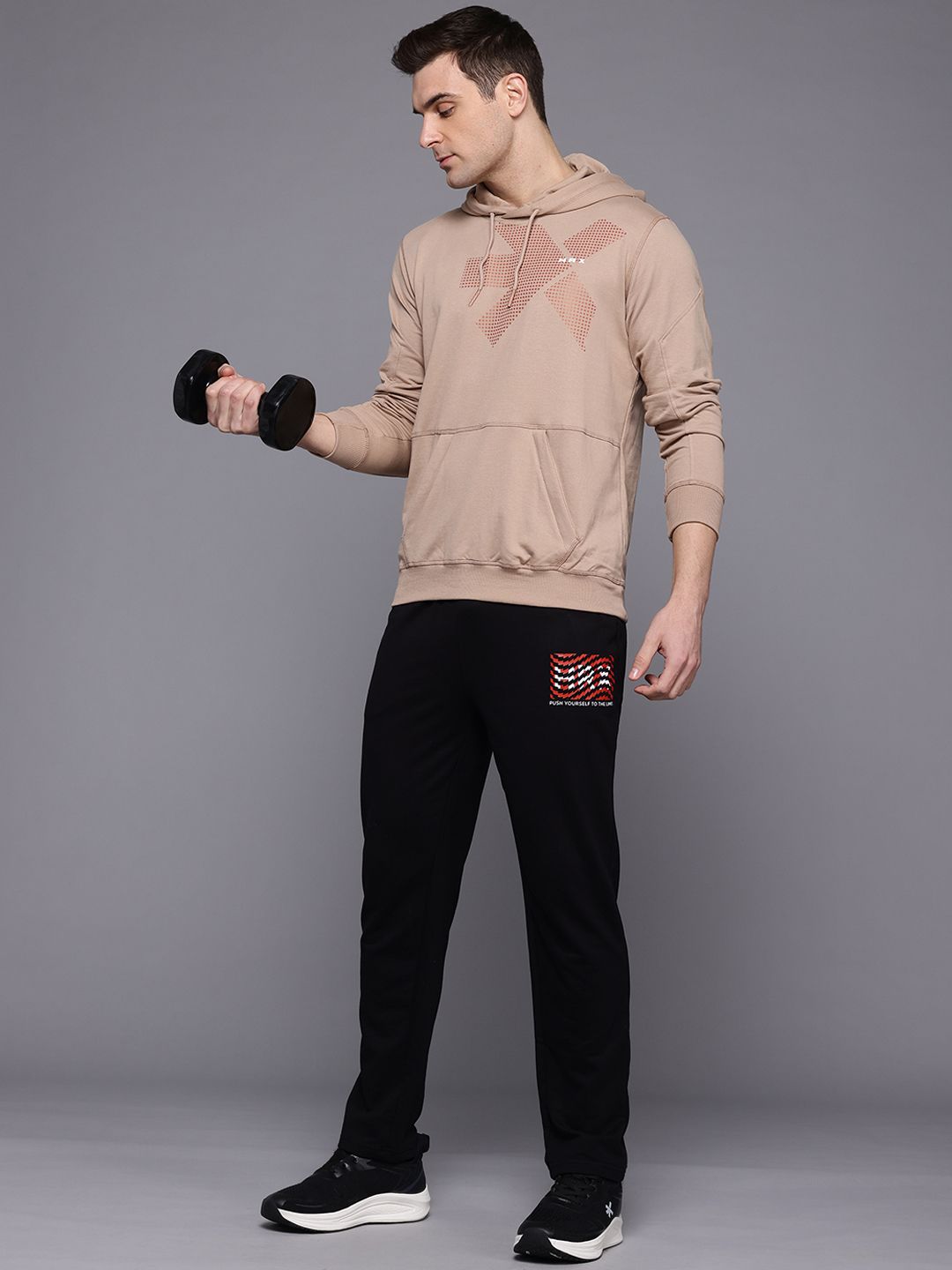 HRX by Hrithik Roshan Brand Logo Printed Hooded Training Sweatshirt