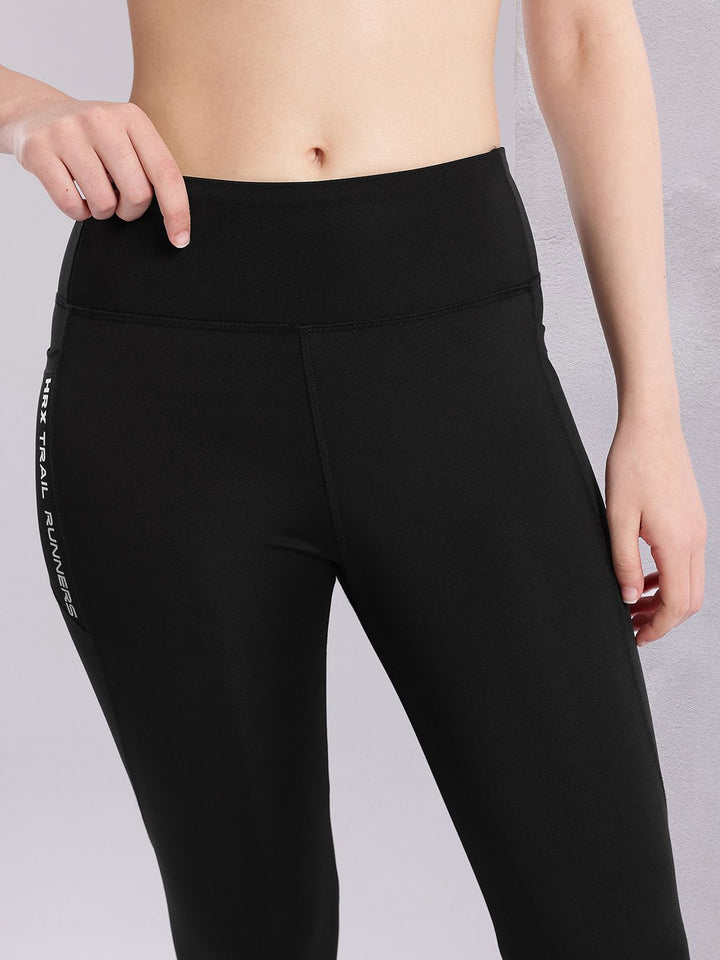 HRX by Hrithik Roshan Women TypographyPrint Mid-Rise Rapid-Dry Cropped Running Tights