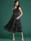 DressBerry Printed Tiered A-Line Midi Dress