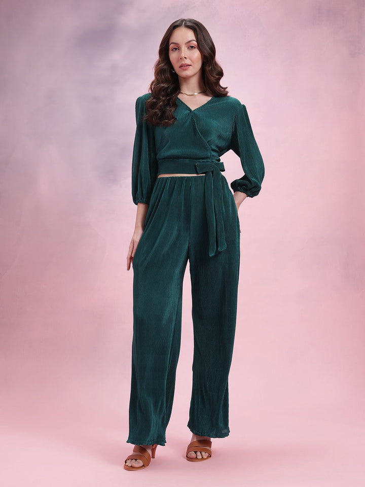 DressBerry Solid Accordion Pleats Co-Ords