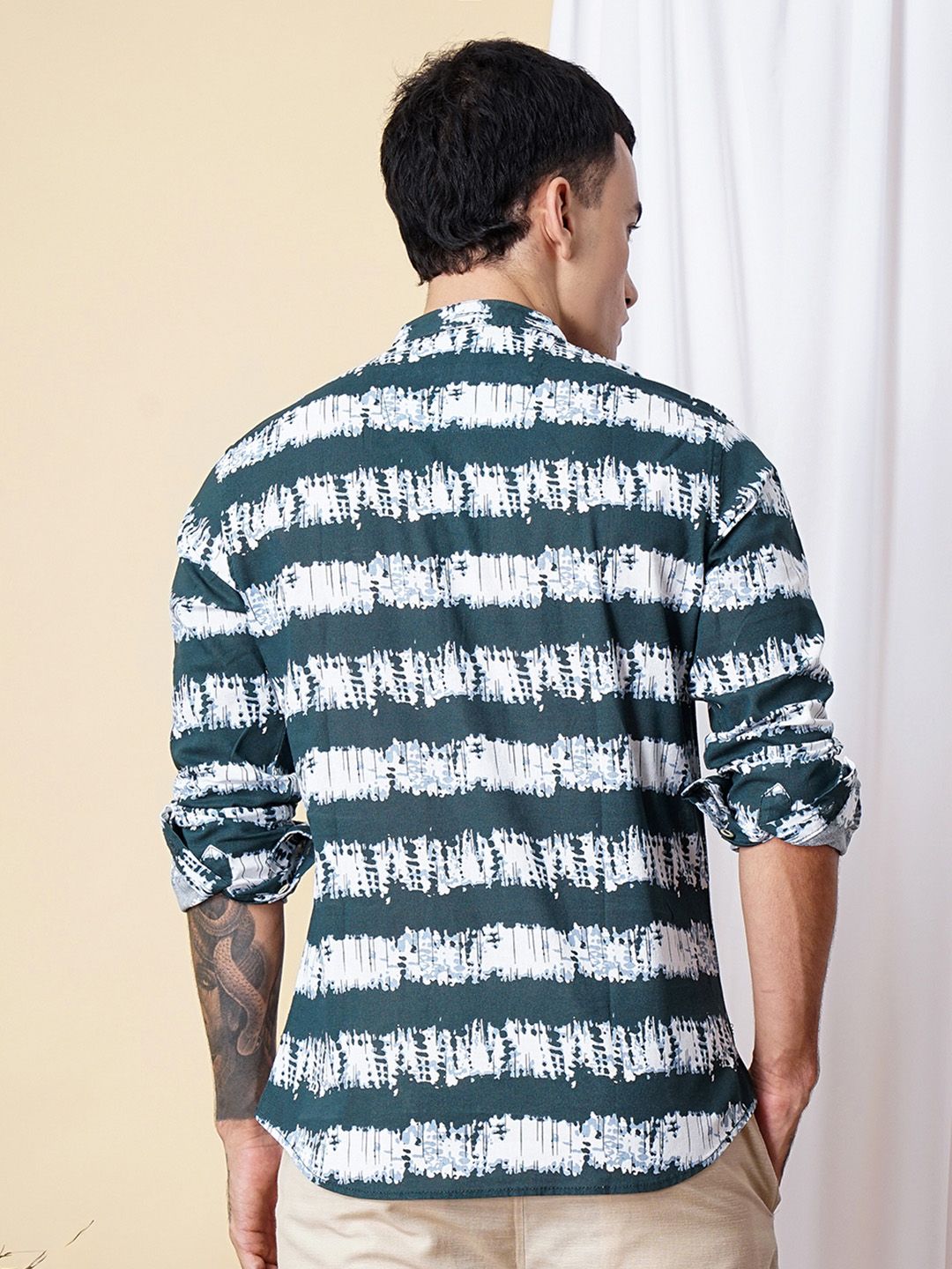 The Indian Garage Co Men Teal Blue Printed Casual Cotton Shirt