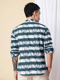 The Indian Garage Co Men Teal Blue Printed Casual Cotton Shirt