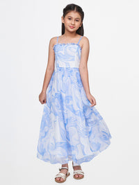 AND White & Blue Fit & Flare Maxi Dress