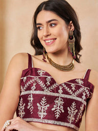 Saree mall Peach Ethnic Motifs Embellished Gotta Patti Organza Saree