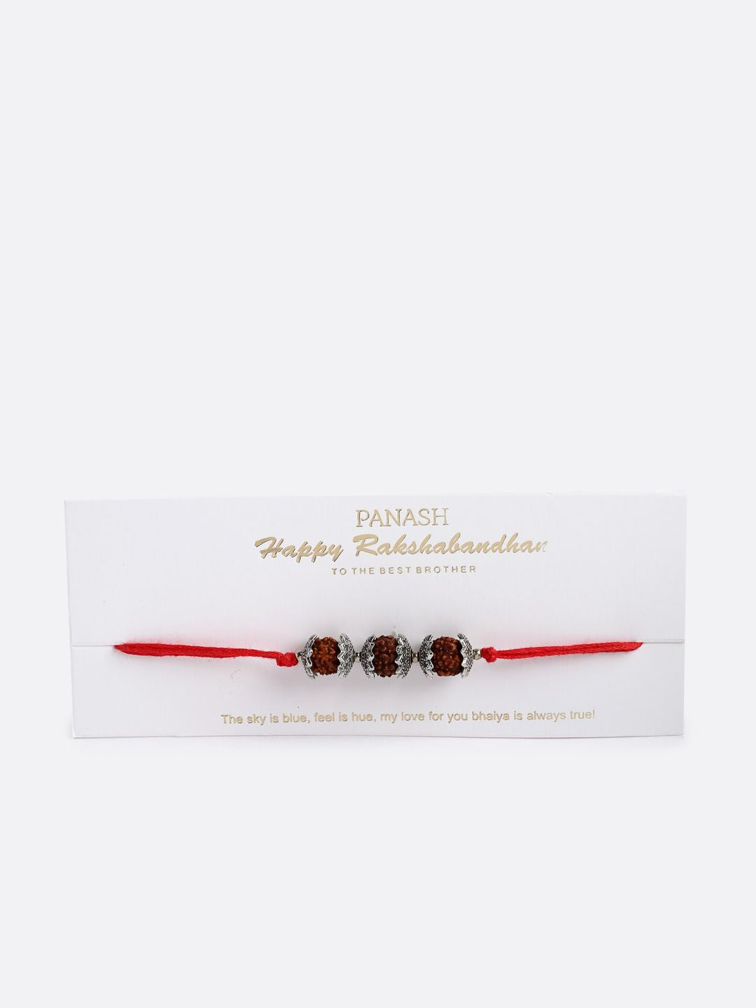 PANASH Men Set of 2 Silver-Toned OM & Rudraksha Rakhi with Roli Chawal