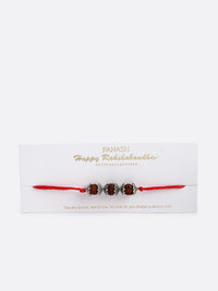 PANASH Men Set of 2 Silver-Toned OM & Rudraksha Rakhi with Roli Chawal