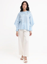 RAREISM Comfort Peter Pan Collar Opaque Cotton Casual Shirt