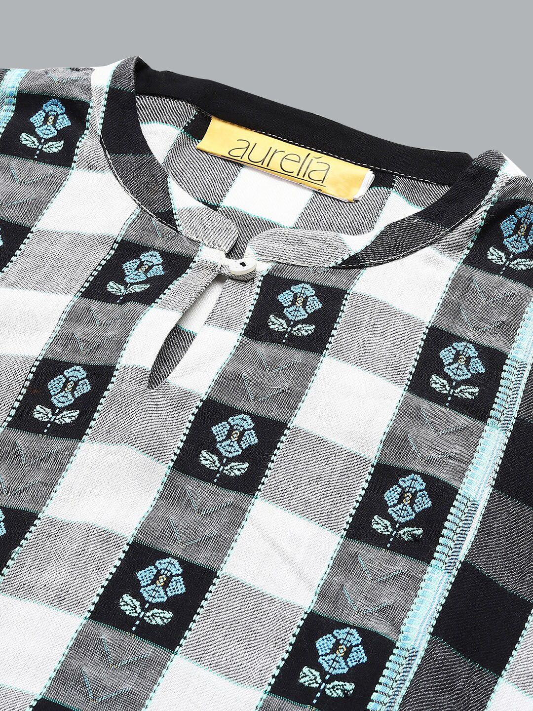 AURELIA Women White Checked Kurta