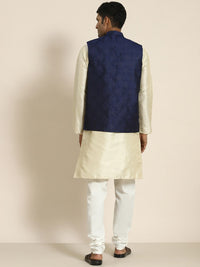 SOJANYA Kurta Rekaan Tenunan Lelaki dengan Churidar dengan Jaket Nehru