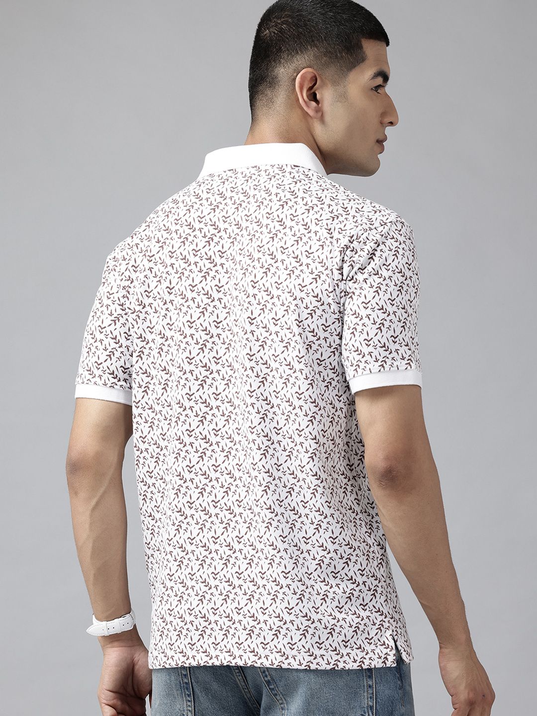Park Avenue Men Floral Printed Polo Collar Slim Fit T-shirt