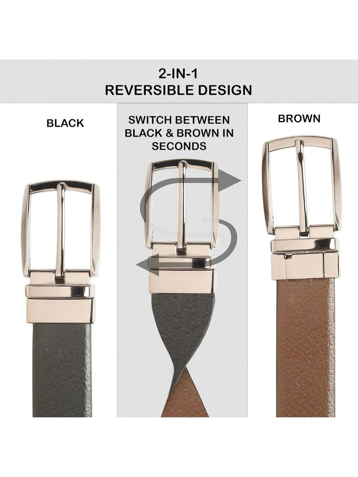 Teakwood Leathers Men Textured Leather Reversible Belt