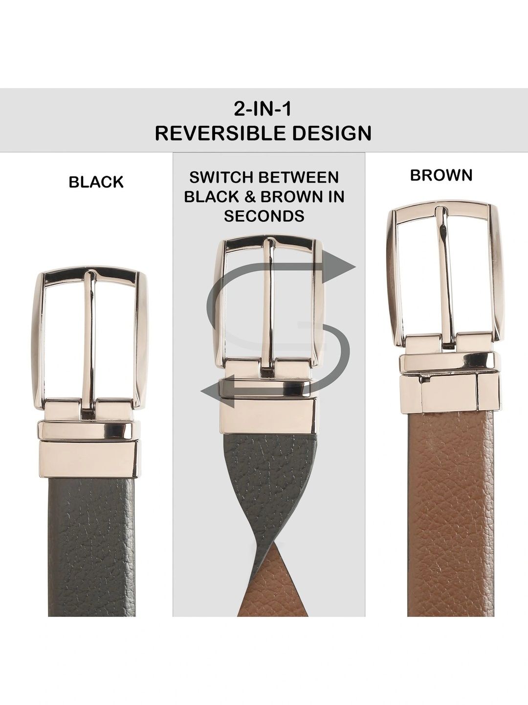 Teakwood Leathers Men Textured Leather Reversible Belt