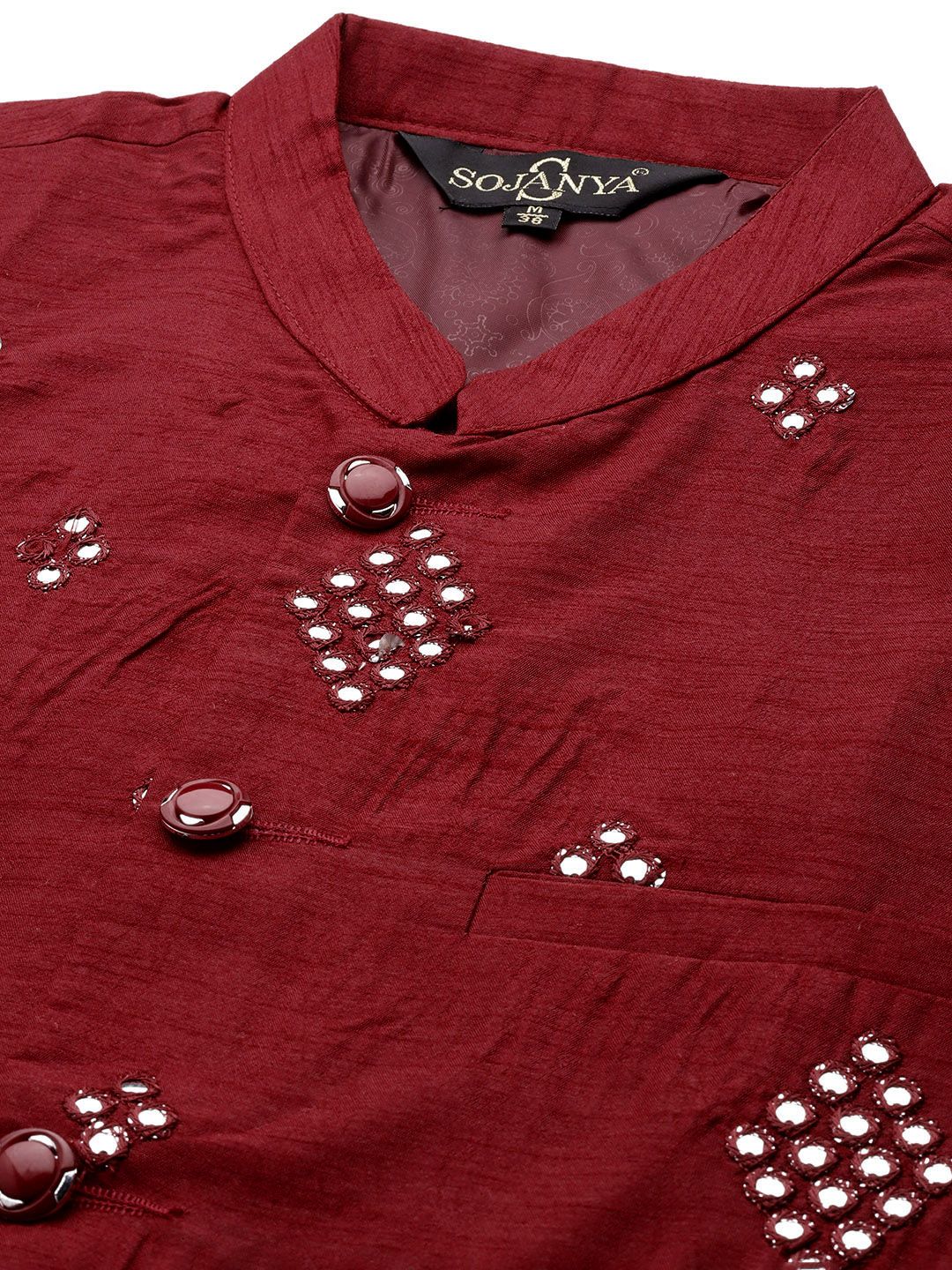 SOJANYA Black Mirror Work Kurta with Churidar