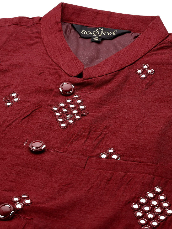 SOJANYA Black Mirror Work Kurta dengan Churidar
