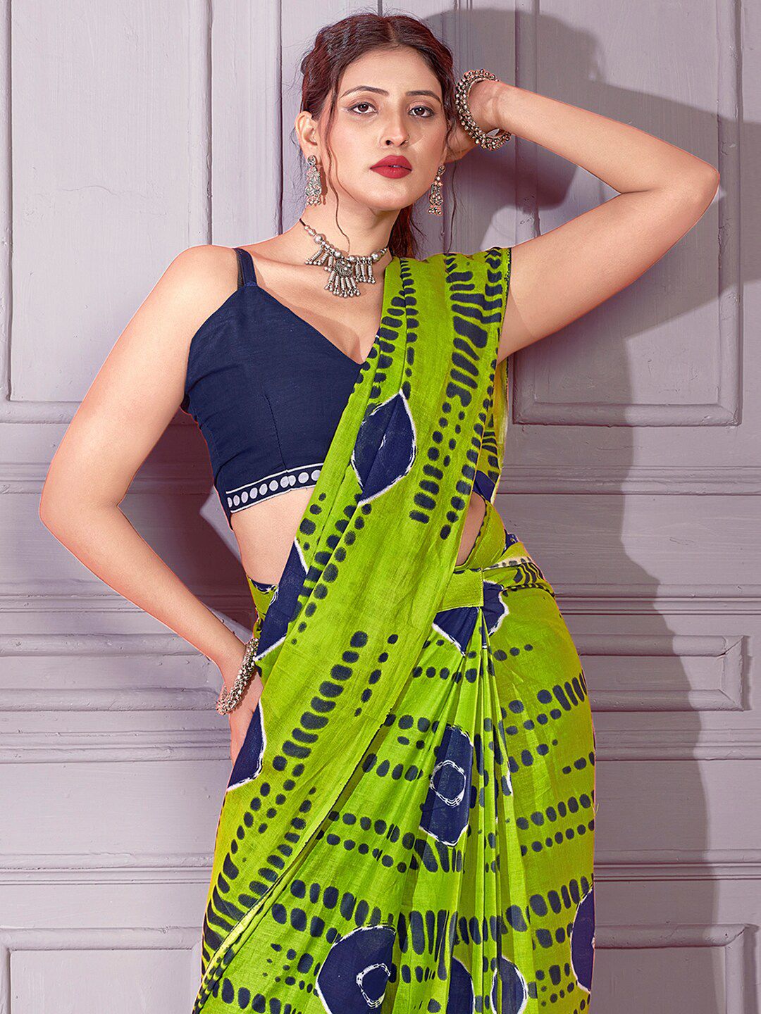 Saree mall Tie and Dye Printed Poly Cotton Saree