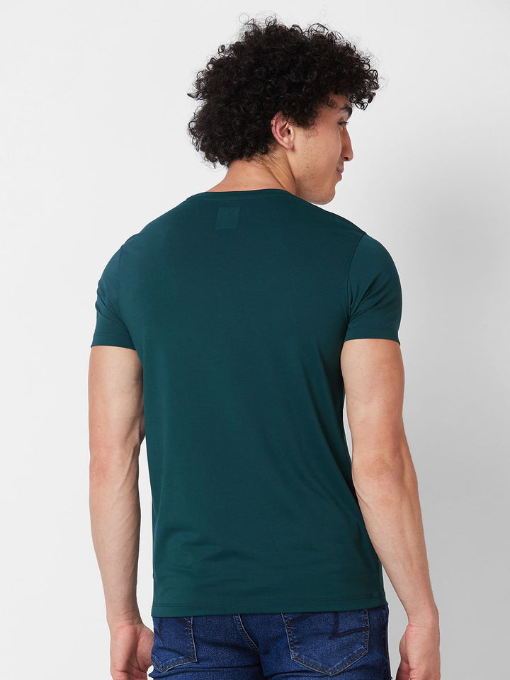 SPYKAR Round Neck Short Sleeves Typography Printed Cotton Slim Fit T-shirt