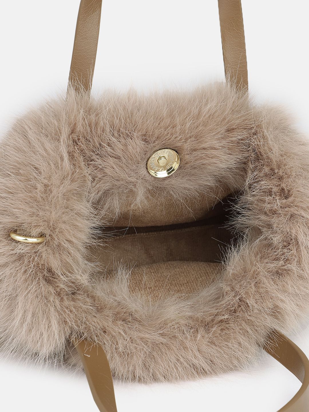 DressBerry Structured Handheld Bag With Fur