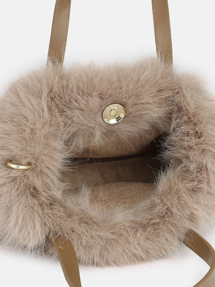 DressBerry Structured Handheld Bag With Fur