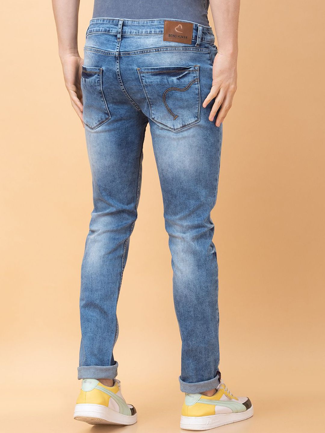 Being Human Men Slim Fit Mid-Rise Heavy Fade Stretchable Jeans