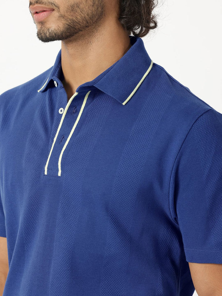 RARE RABBIT Men Cardona Polo Collar Pure Cotton Slim Fit T-Shirt