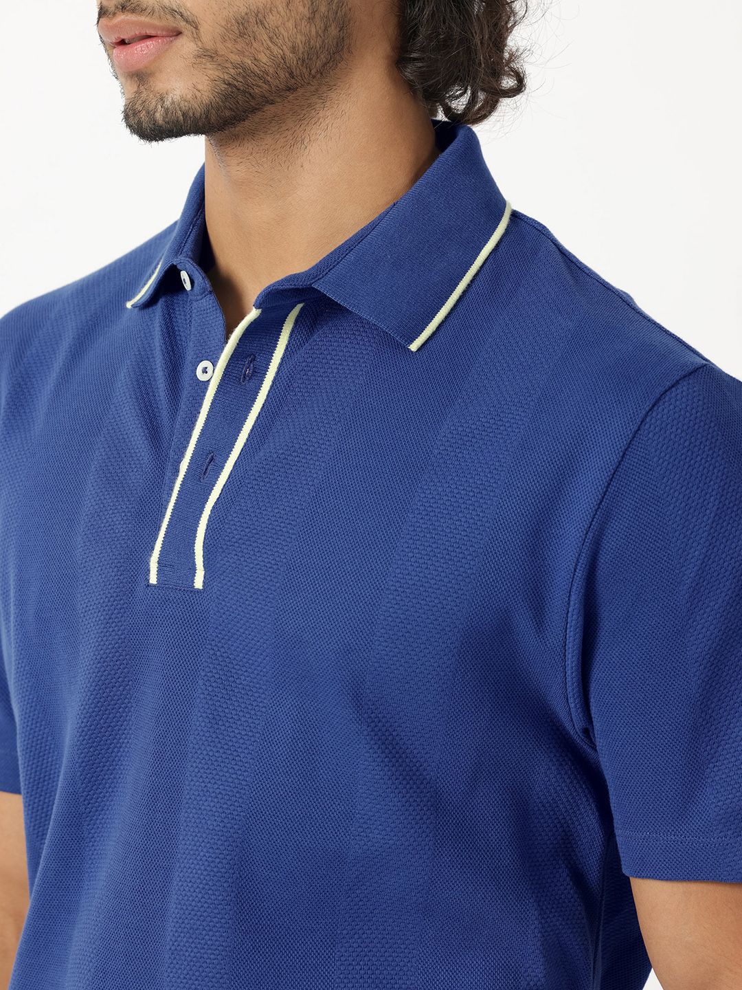 RARE RABBIT Men Cardona Polo Collar Pure Cotton Slim Fit T-Shirt