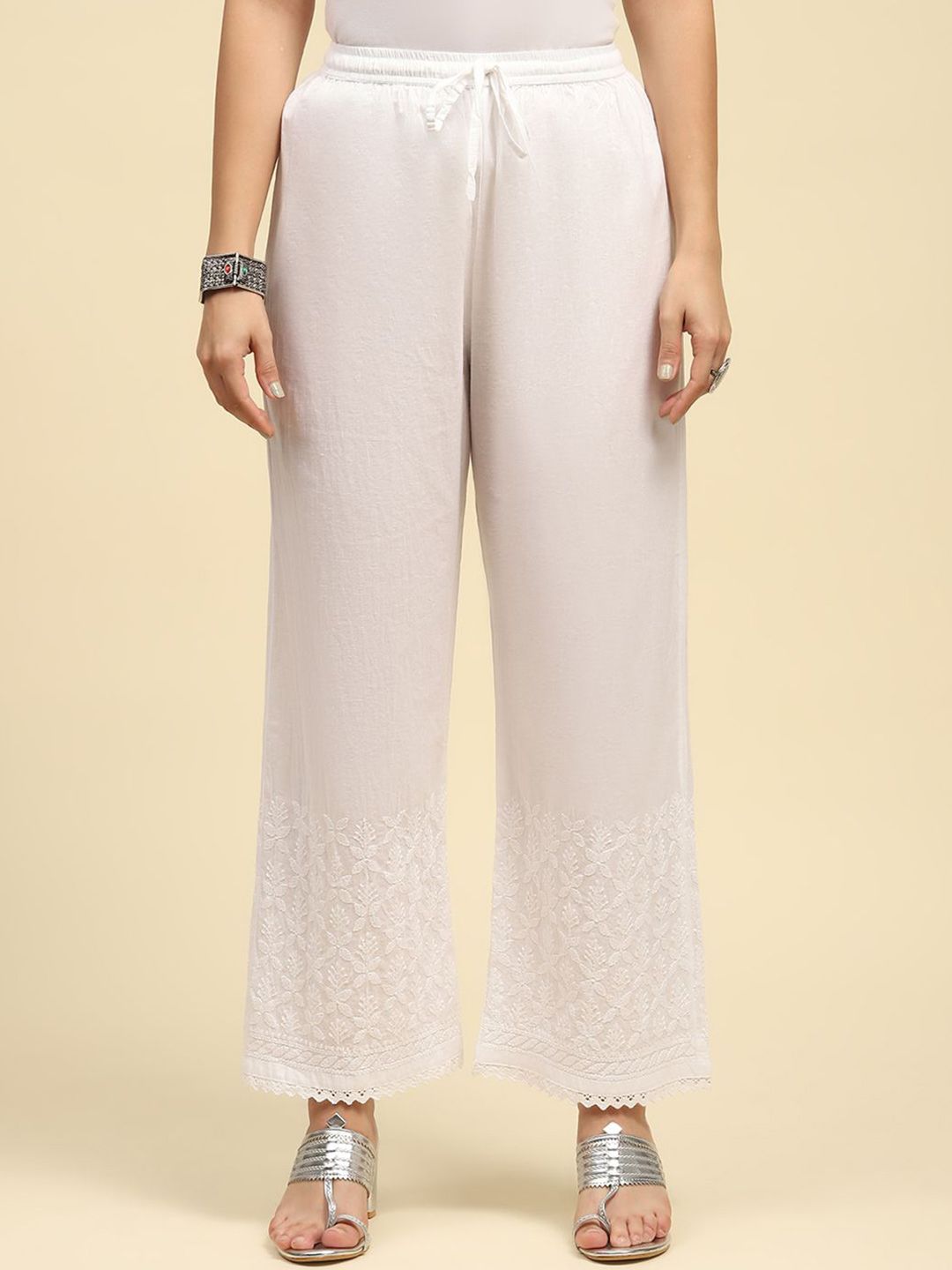House of Chikankari Sonam White Chikankari Women's Palazzo