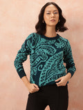 all about you Abstract Print Longline Pure Acrylic Pullover