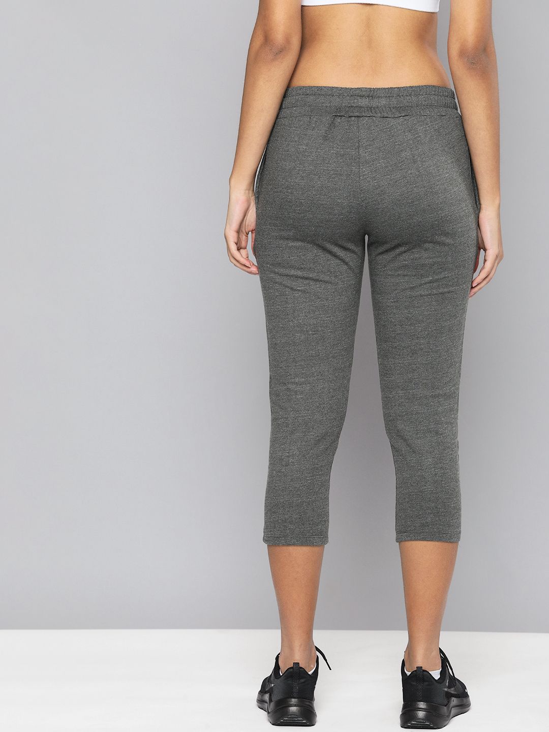 HRX By Hrithik Roshan Training Women Grey Anthra Melange Rapid-Dry Solid Track Pants