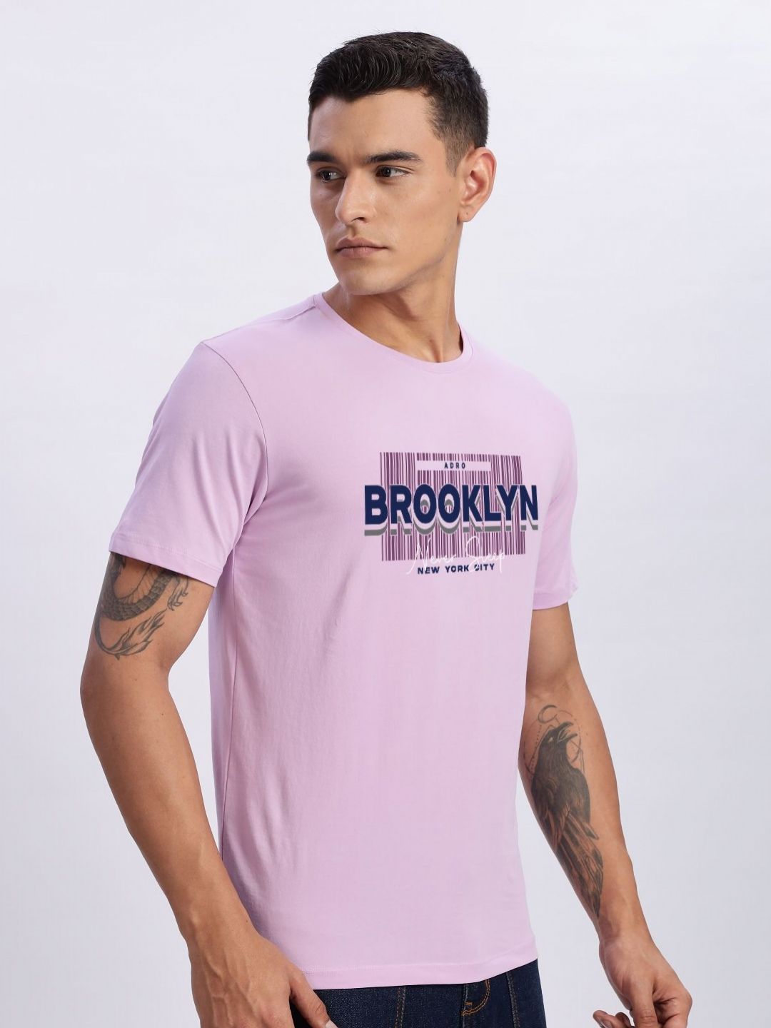 ADRO Typography Printed Round Neck Cotton T-shirt