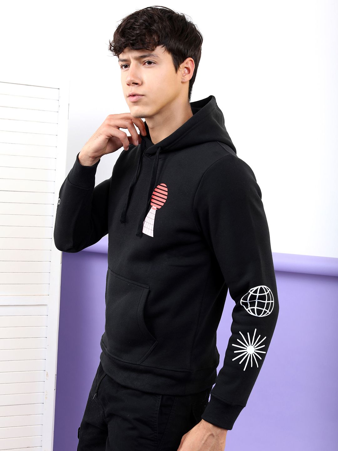 HIGHLANDER Men Black Hooded Sweatshirt