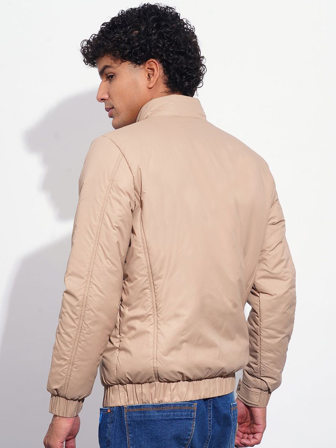 Being Human Men Mock Collar Solid Casual Bomber Jacket
