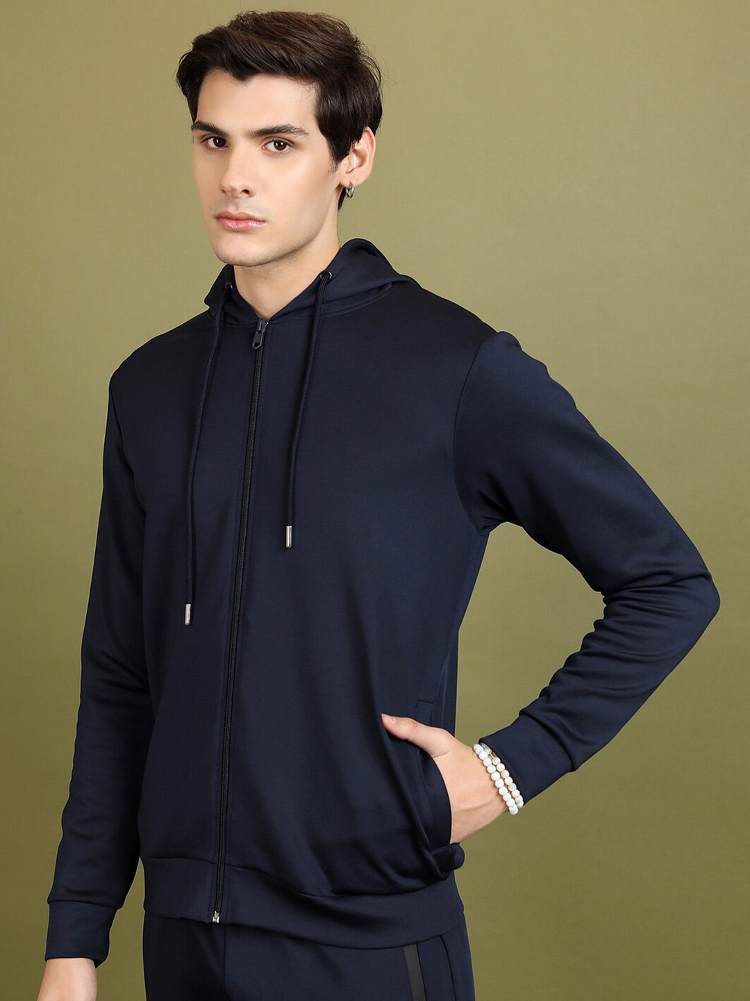 HIGHLANDER Hooded Neck Long Sleeve Zip Detail Front-Open Sweatshirt