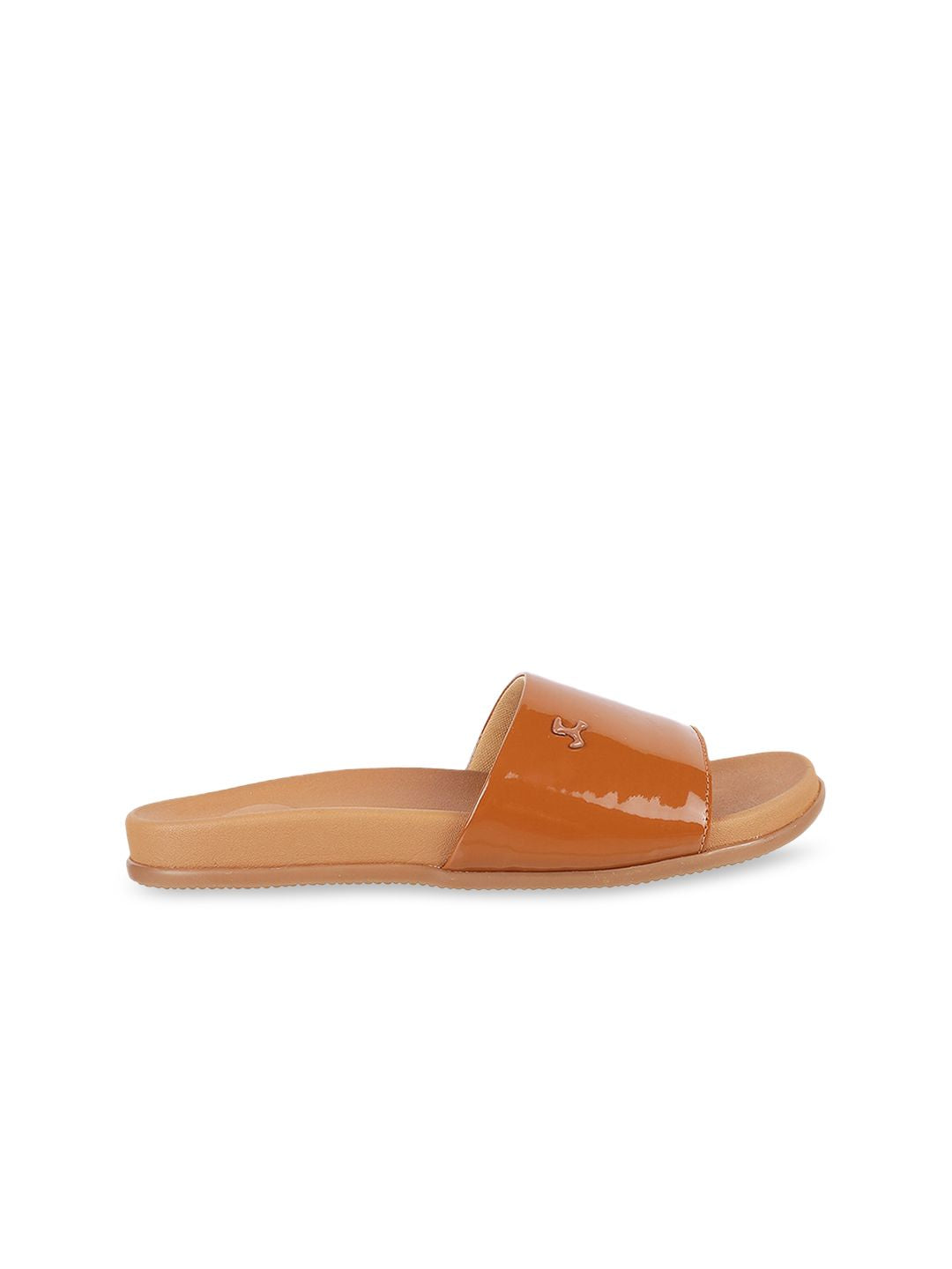 Mochi Women Tan Brown Solid Sliders