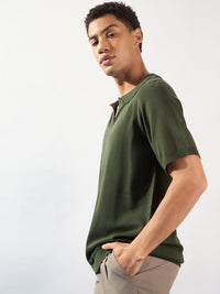 DENNISON Men Stretchex Solid Polo Collar Cotton Oversized T-shirt