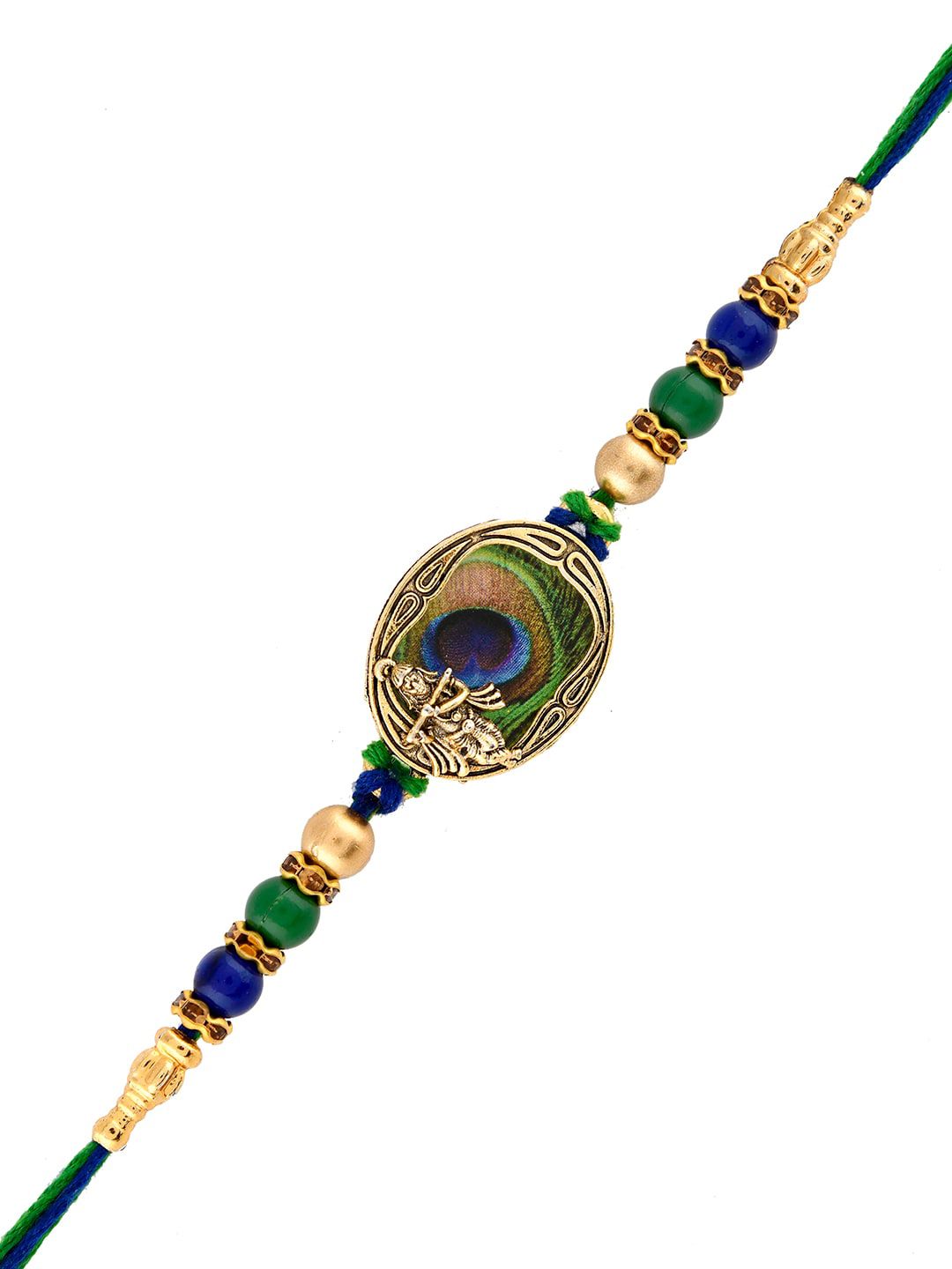 Voylla Peacock Feather Beaded Single Rakhi