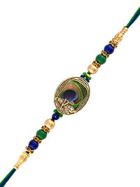 Voylla Peacock Feather Beaded Single Rakhi