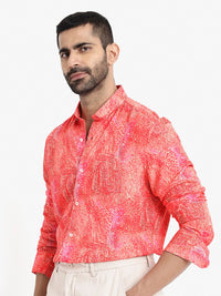 RARE RABBIT Men Audie Slim Fit Floral Opaque Printed Cotton Shirt